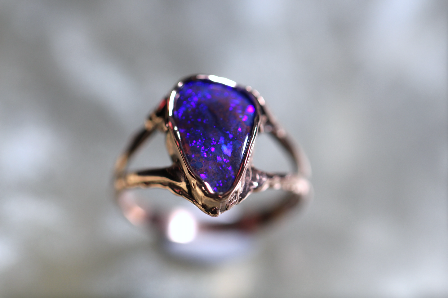 Boulder Opal and Solid 9ct Rose Gold Ring