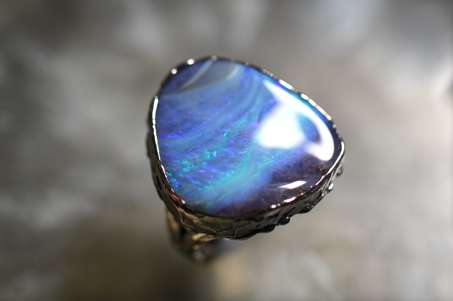Boulder Opal and Sterling Silver Ring