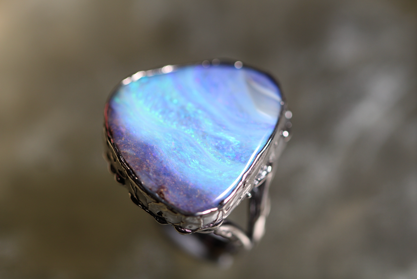 Boulder Opal and Sterling Silver Ring