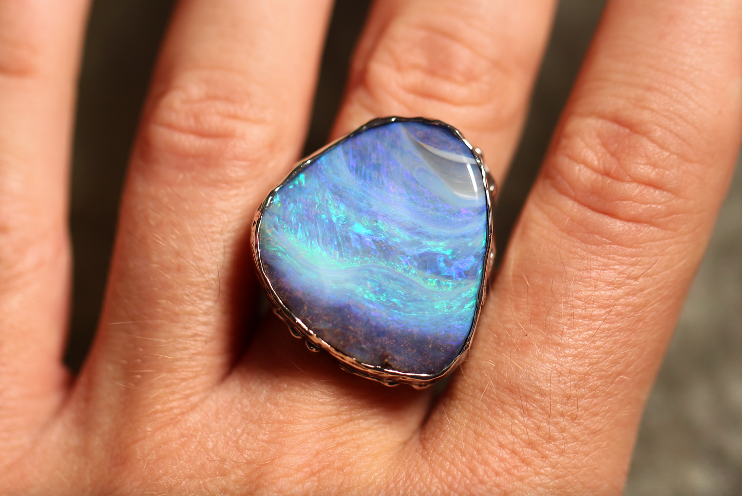 Boulder Opal and Sterling Silver Ring