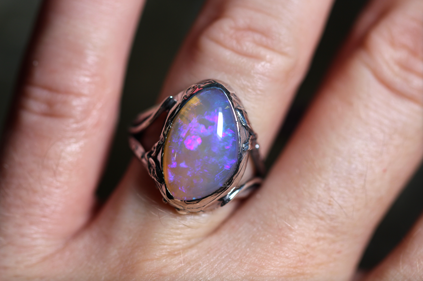 Lightning Ridge Opal and Sterling Silver Ring