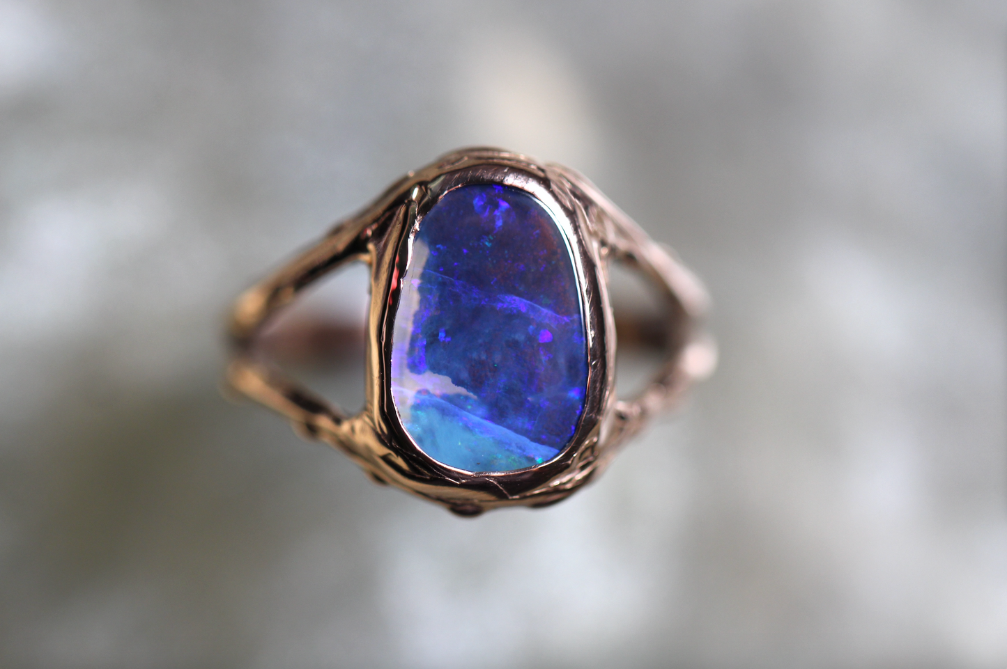 Boulder Opal and Solid 9ct Rose Gold Ring