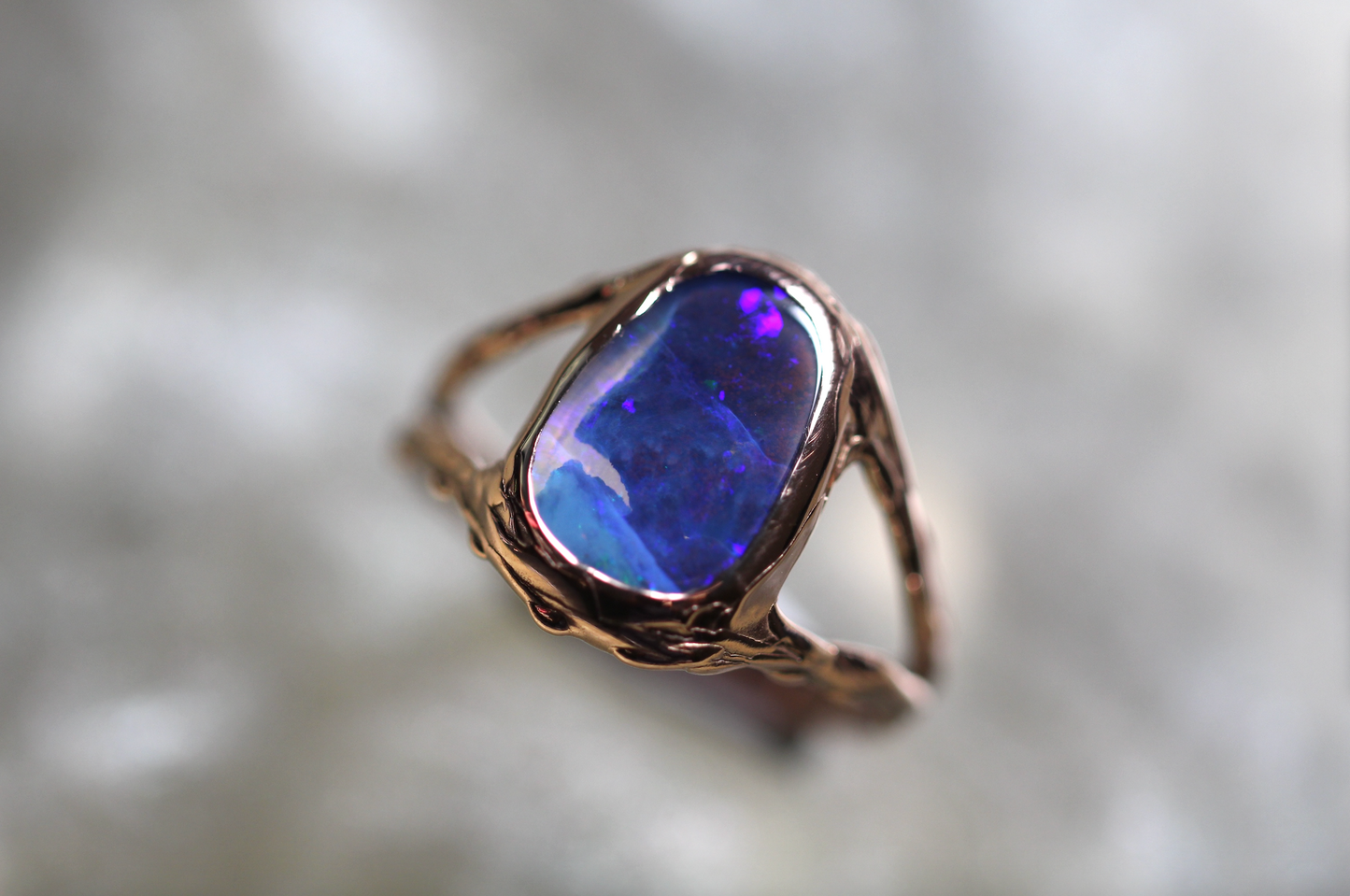 Boulder Opal and Solid 9ct Rose Gold Ring