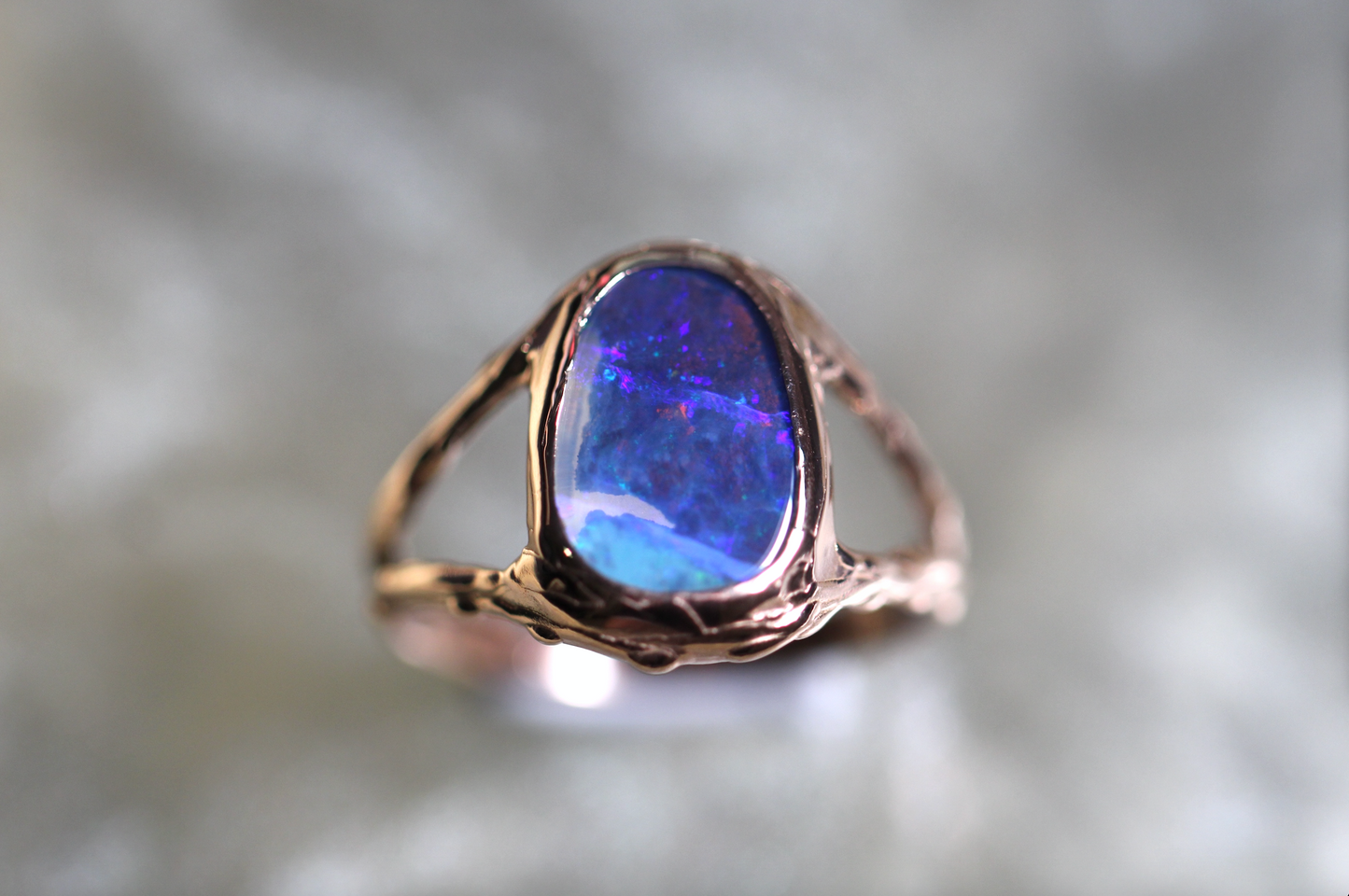 Boulder Opal and Solid 9ct Rose Gold Ring