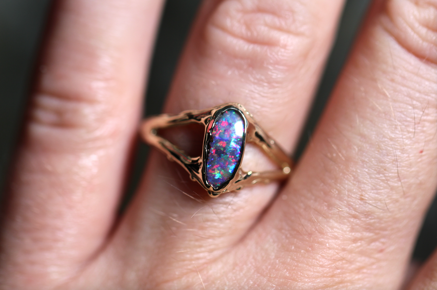 Boulder Opal and Solid 9ct Yellow Gold Ring