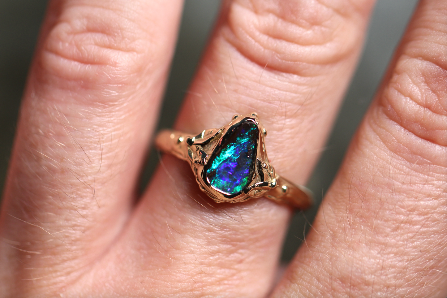 Boulder Opal and Solid 9ct Yellow Gold Ring