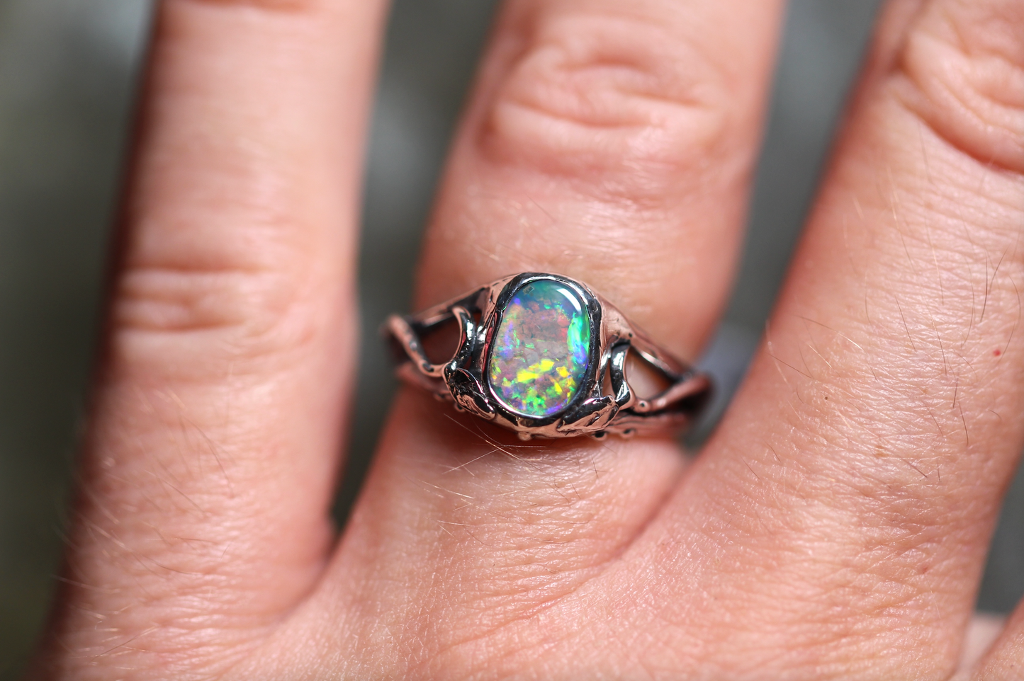 Lightning Ridge Opal and Sterling Silver Ring