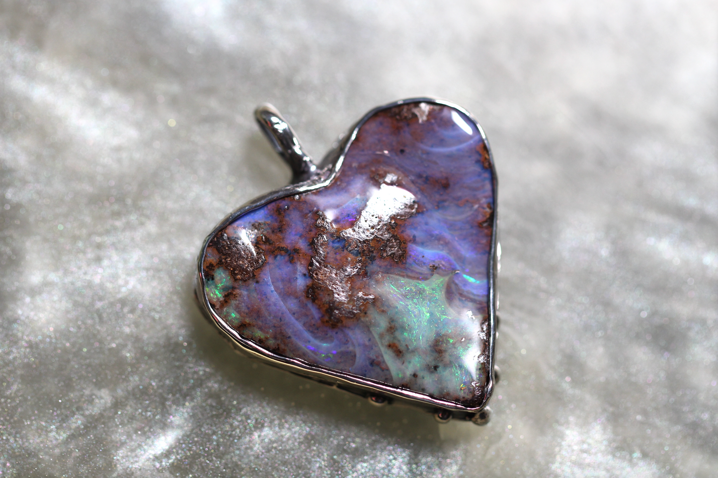 Boulder Opal and Sterling Silver Pendant