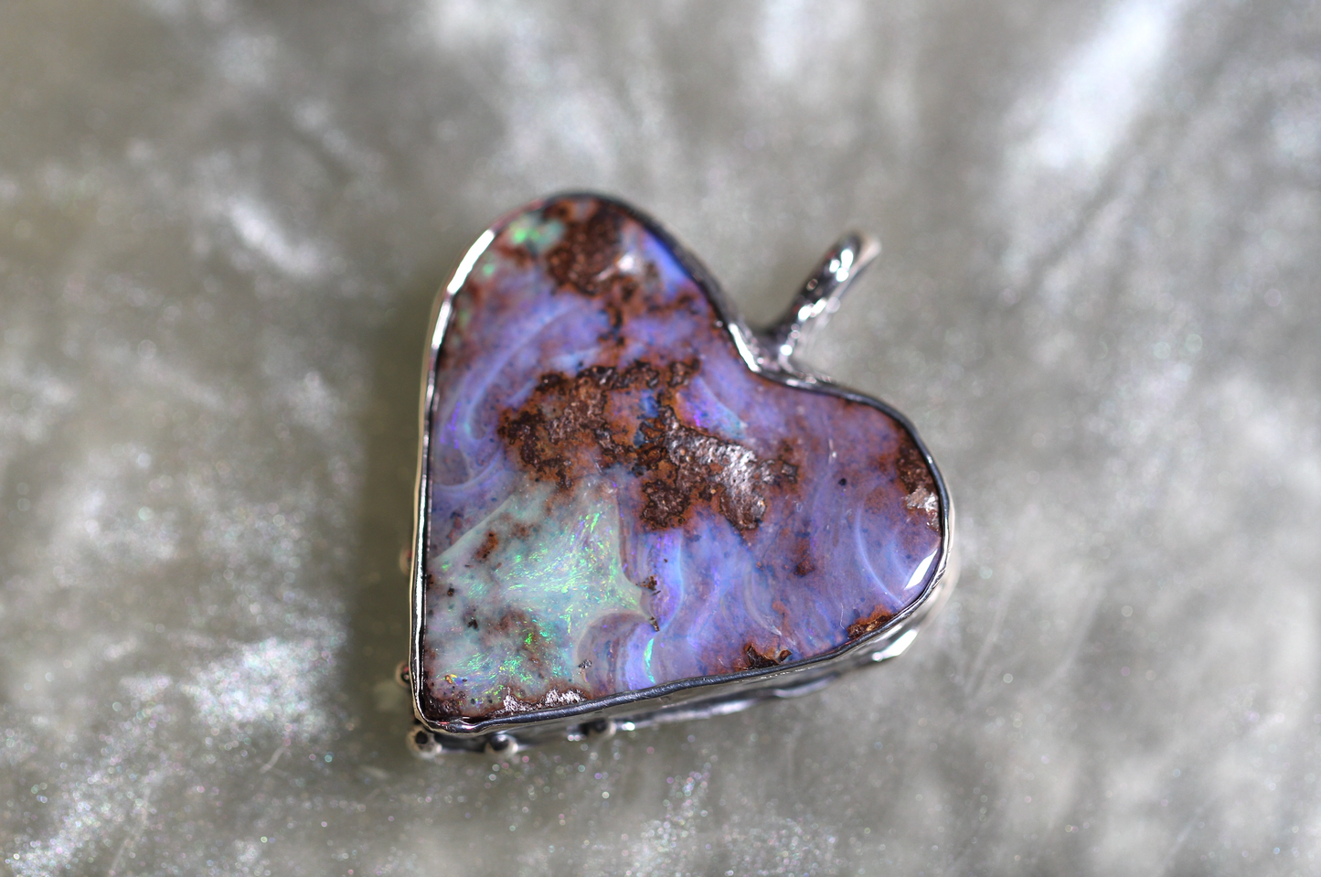 Boulder Opal and Sterling Silver Pendant