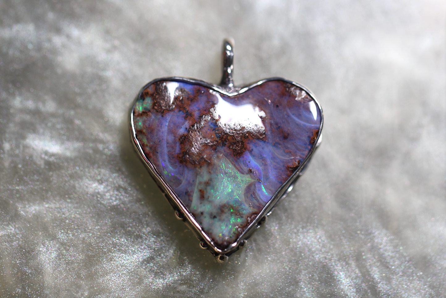 Boulder Opal and Sterling Silver Pendant