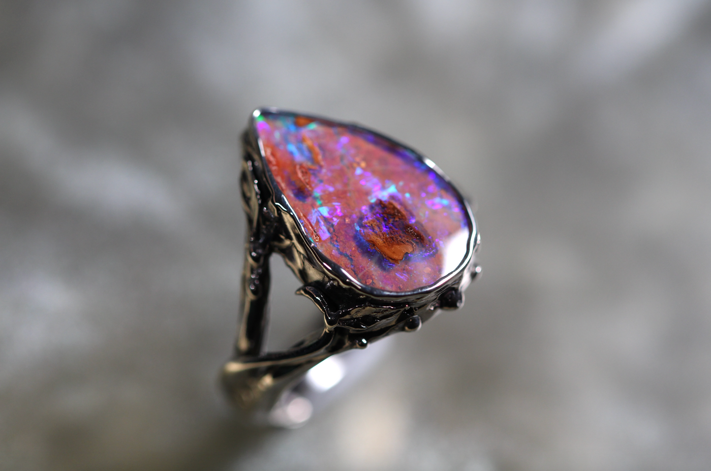 Pipe Opal and Sterling Silver Ring