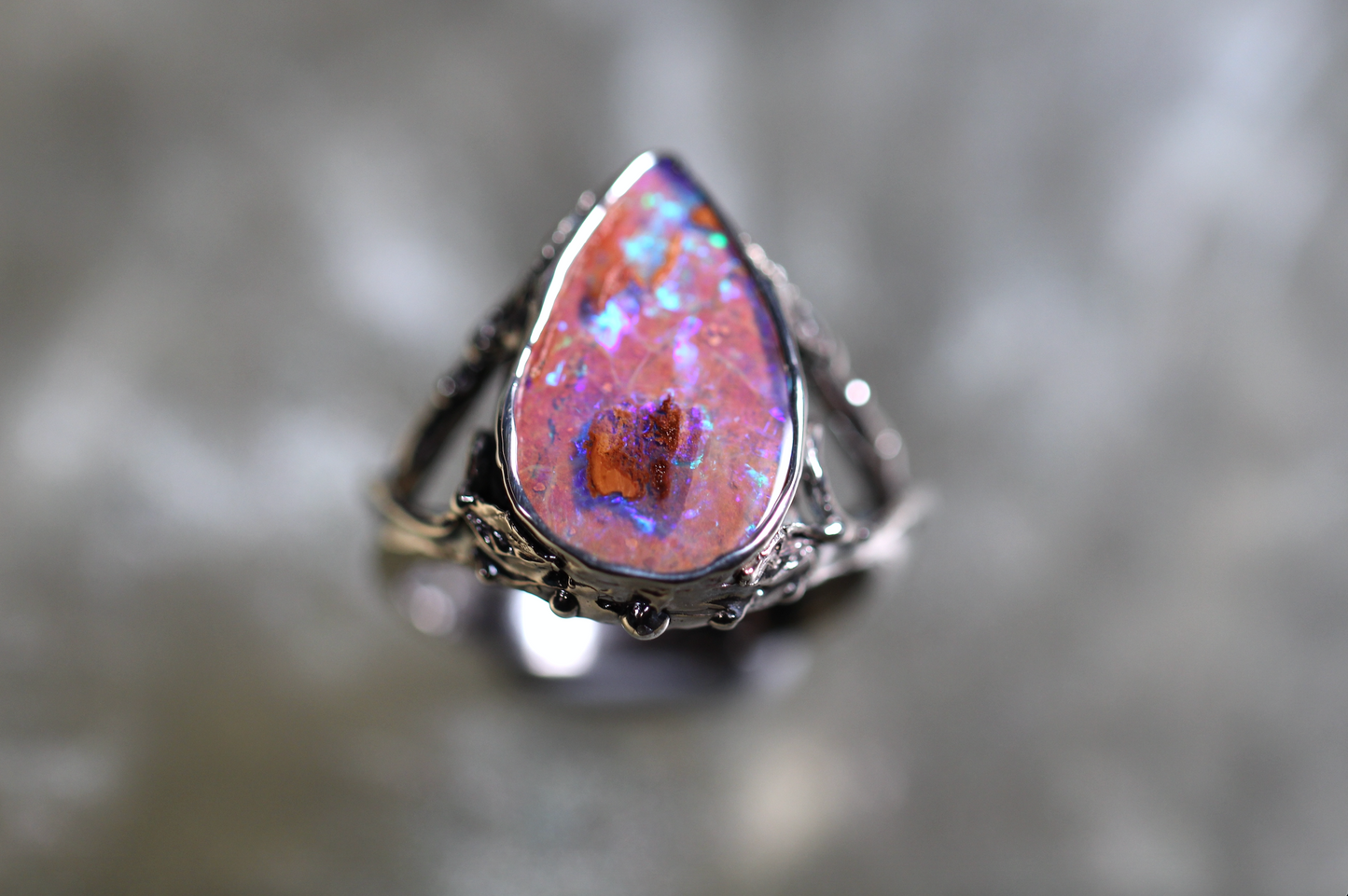 Pipe Opal and Sterling Silver Ring