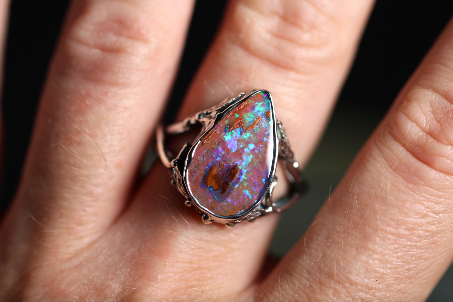 Pipe Opal and Sterling Silver Ring