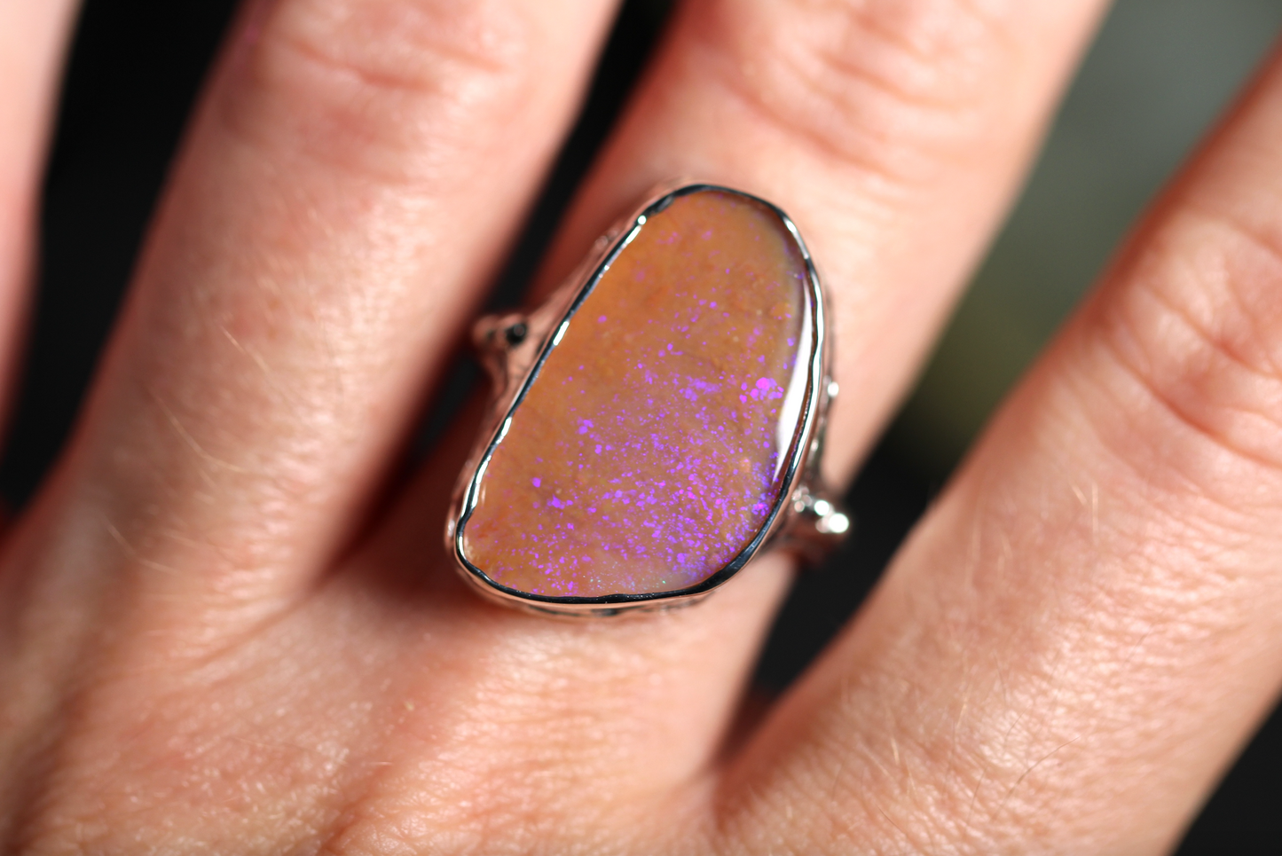 Pipe Opal and Sterling Silver Ring