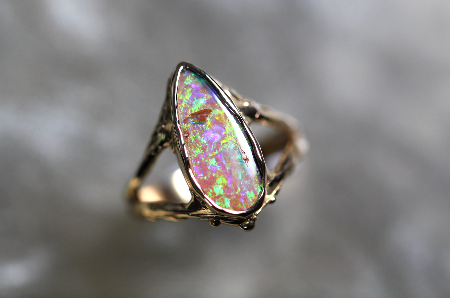 Pipe Opal and Solid 9ct Yellow Gold Ring