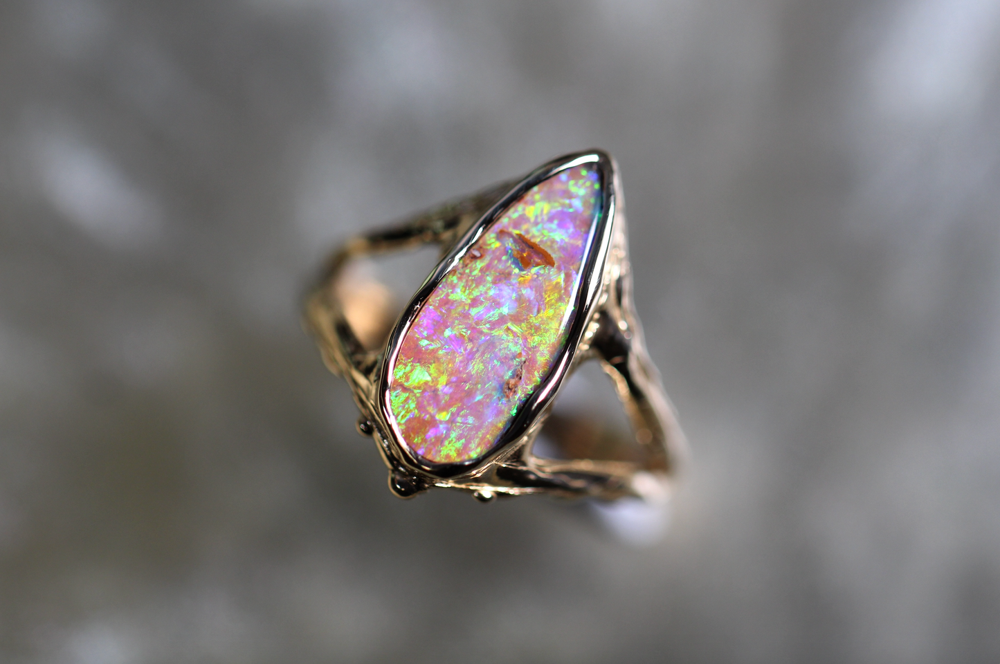 Pipe Opal and Solid 9ct Yellow Gold Ring