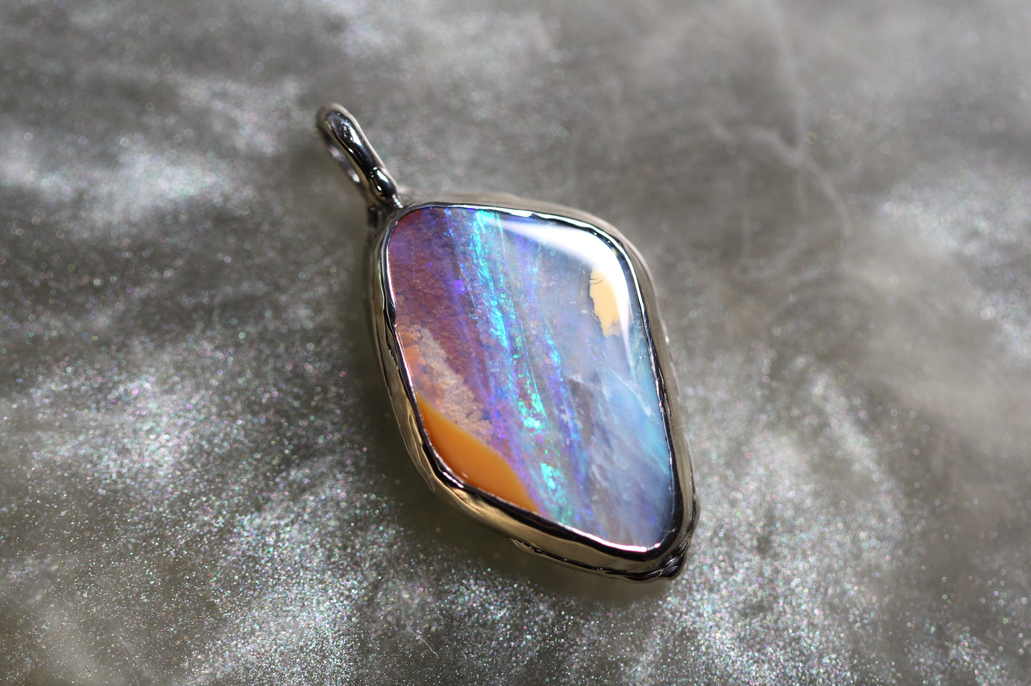 Boulder Opal and Sterling Silver Pendant