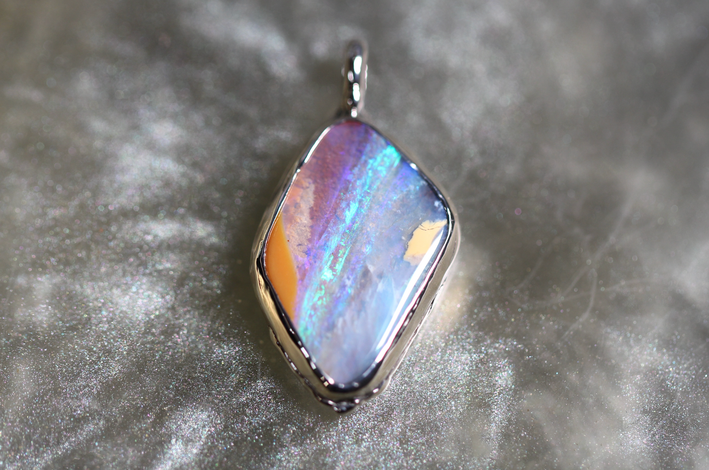 Boulder Opal and Sterling Silver Pendant