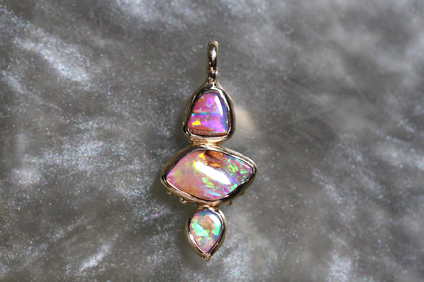 Pipe Opal and Solid 9ct Yellow Gold Pendant