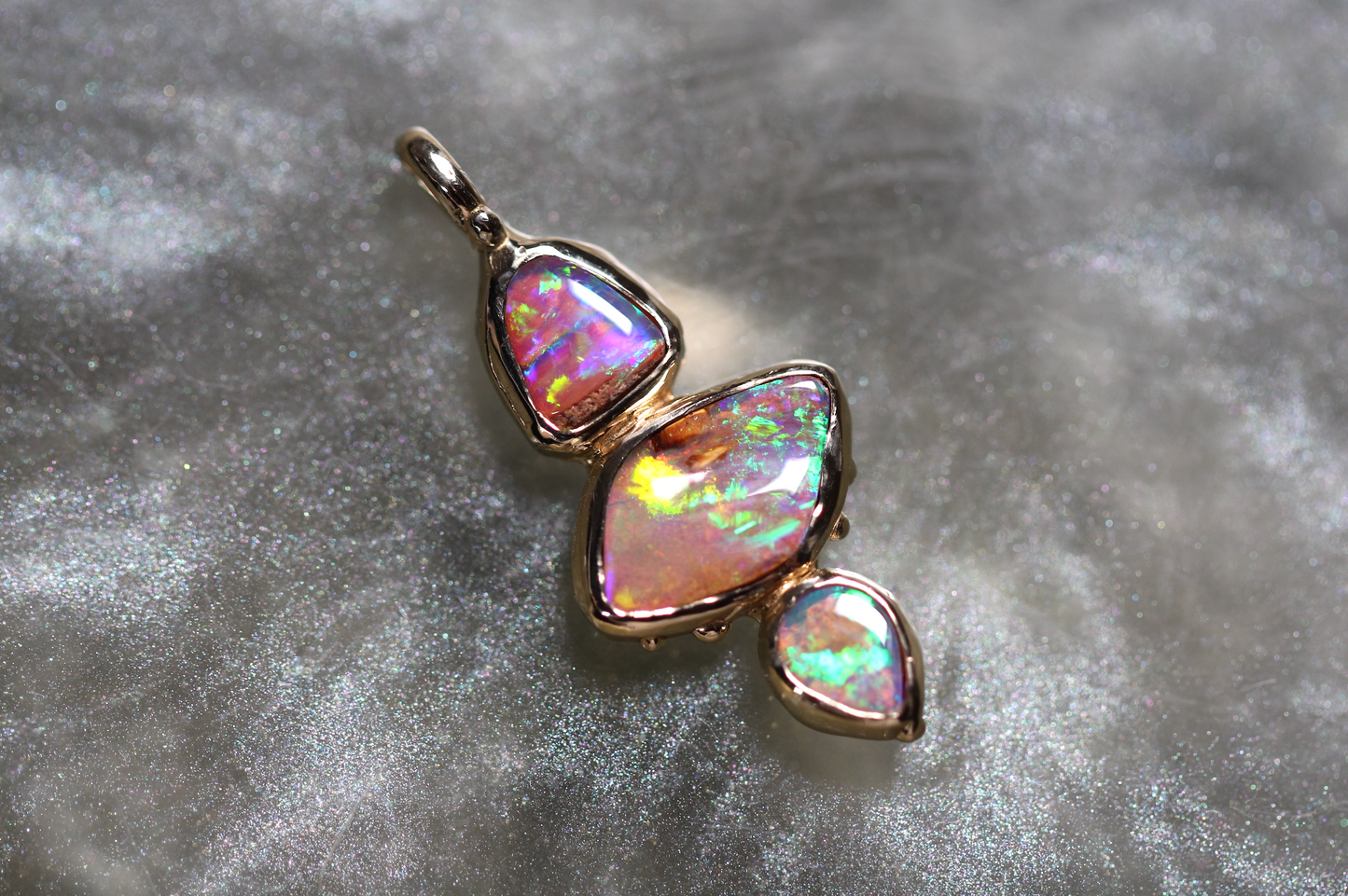 Pipe Opal and Solid 9ct Yellow Gold Pendant