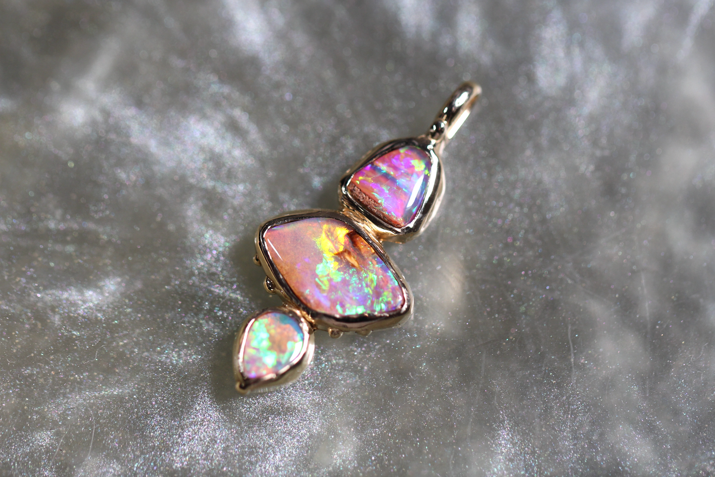 Pipe Opal and Solid 9ct Yellow Gold Pendant