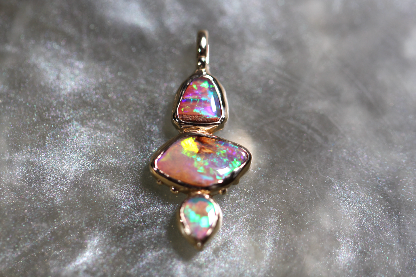Pipe Opal and Solid 9ct Yellow Gold Pendant