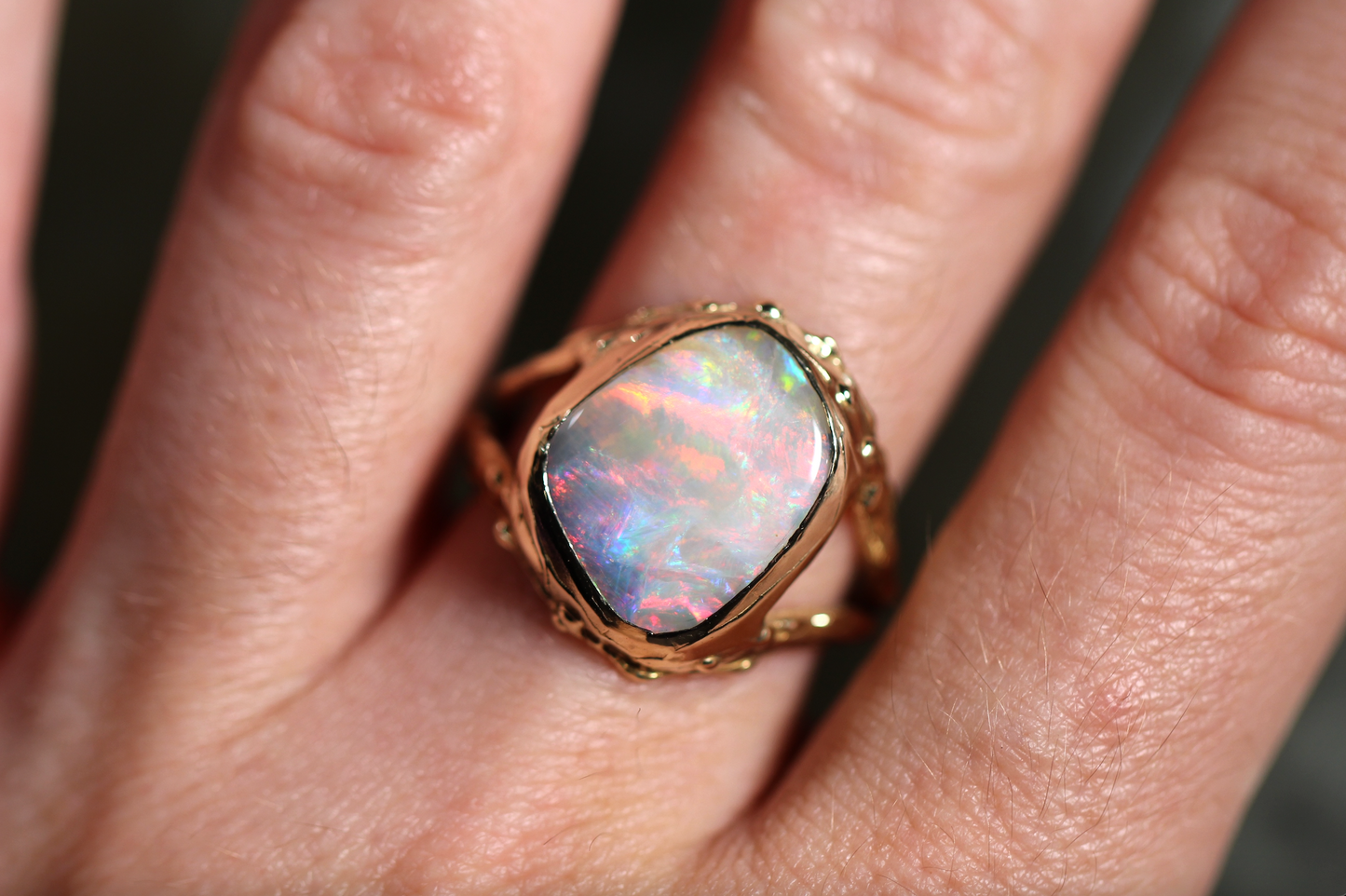 Boulder Opal and Solid 9ct Yellow Gold Ring