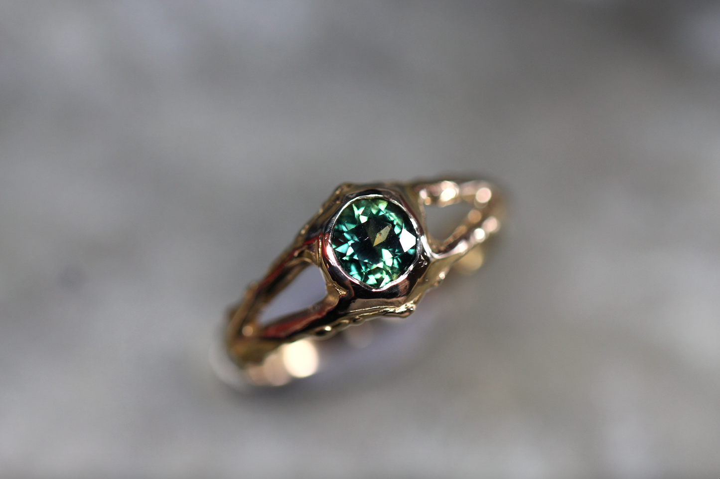 Australian Parti Sapphire and Solid 9ct Yellow Gold Ring