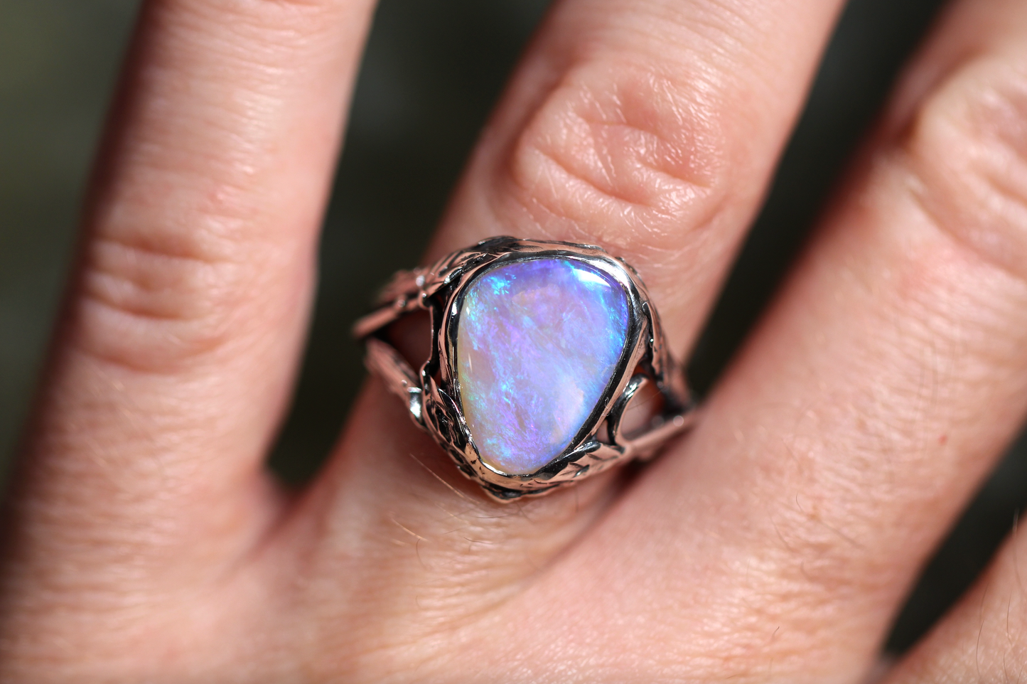 Lightning Ridge Opal and Sterling Silver Ring