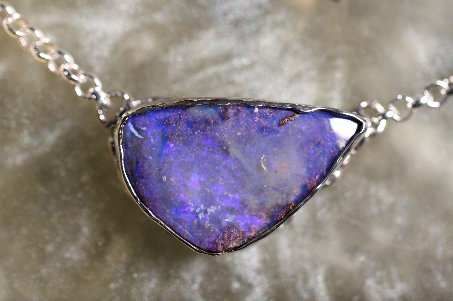 Boulder Opal and Sterling Silver Necklace