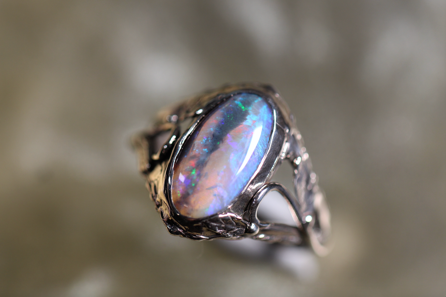 Lightning Ridge Opal and Sterling Silver Ring