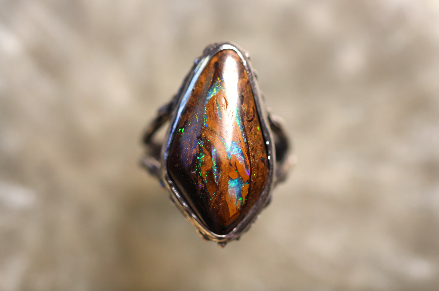 Koroit Opal and Sterling Silver Ring