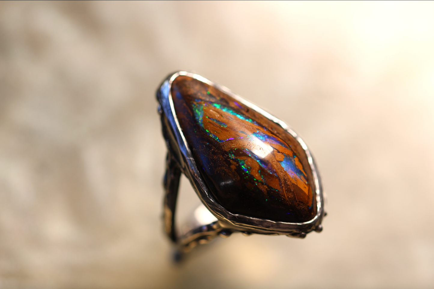 Koroit Opal and Sterling Silver Ring