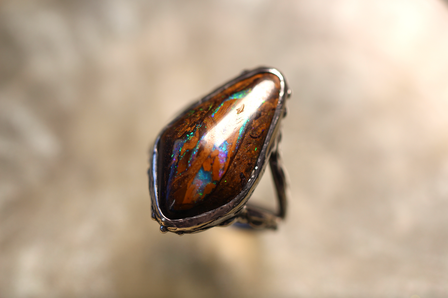 Koroit Opal and Sterling Silver Ring