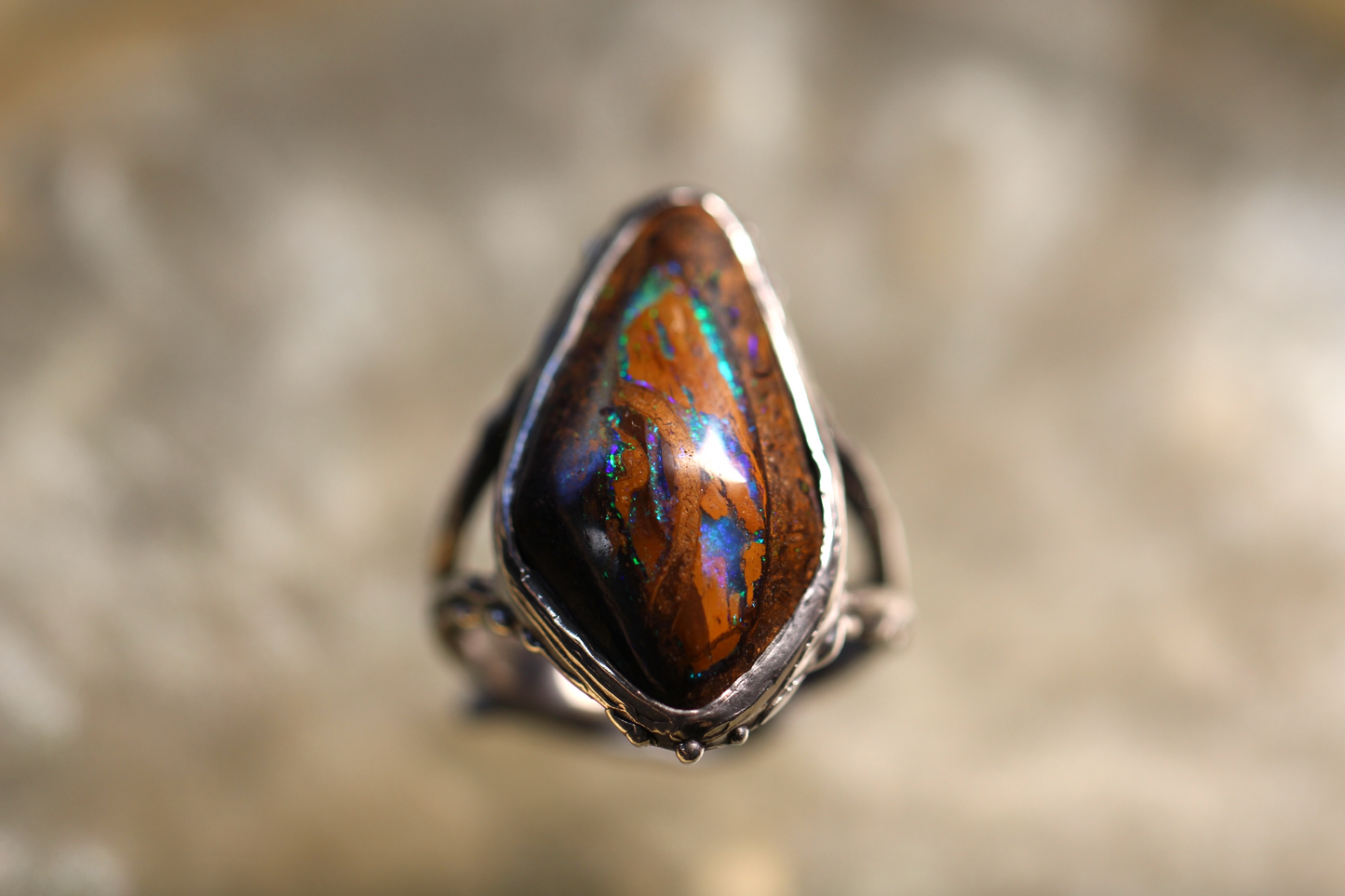 Koroit Opal and Sterling Silver Ring