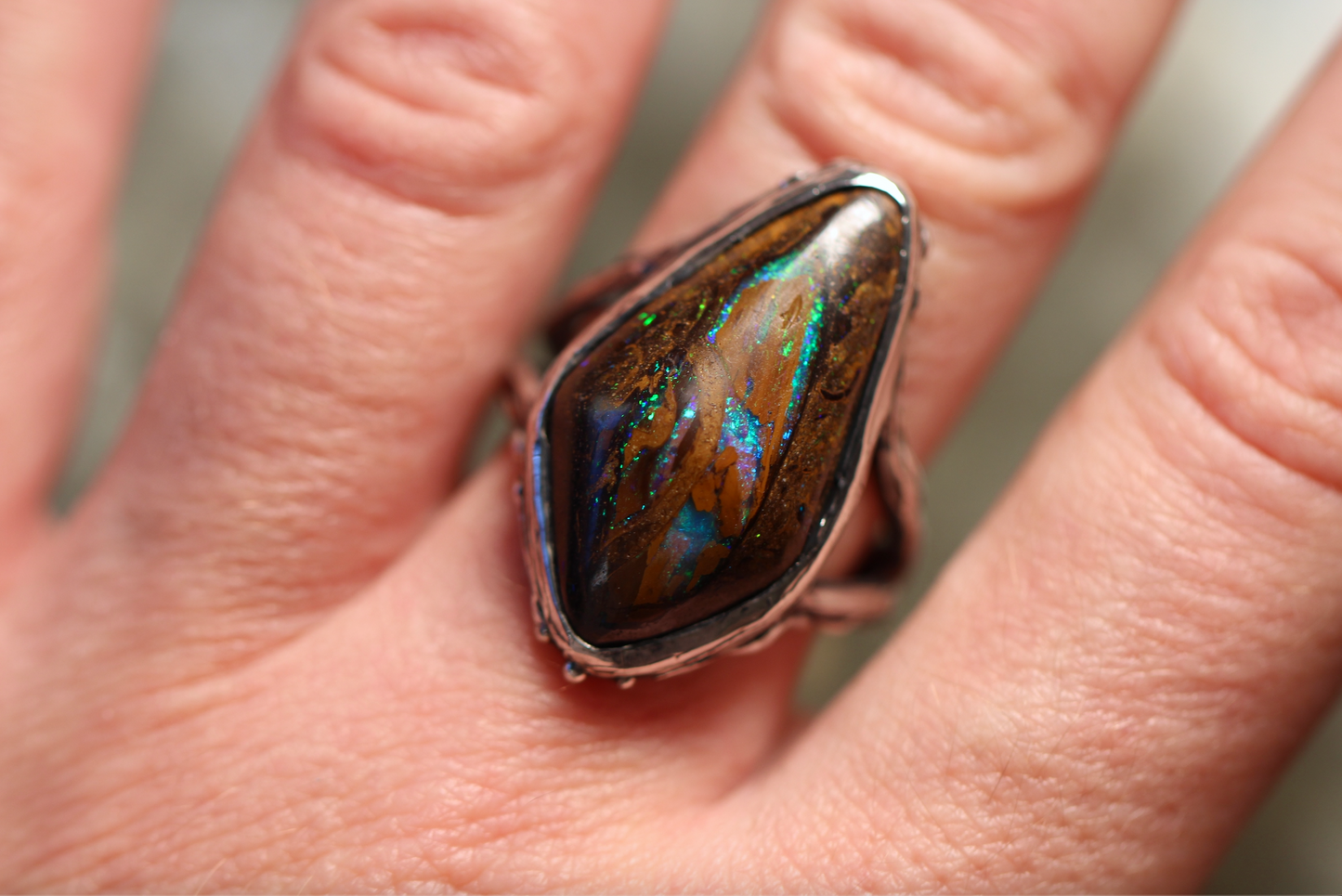 Koroit Opal and Sterling Silver Ring