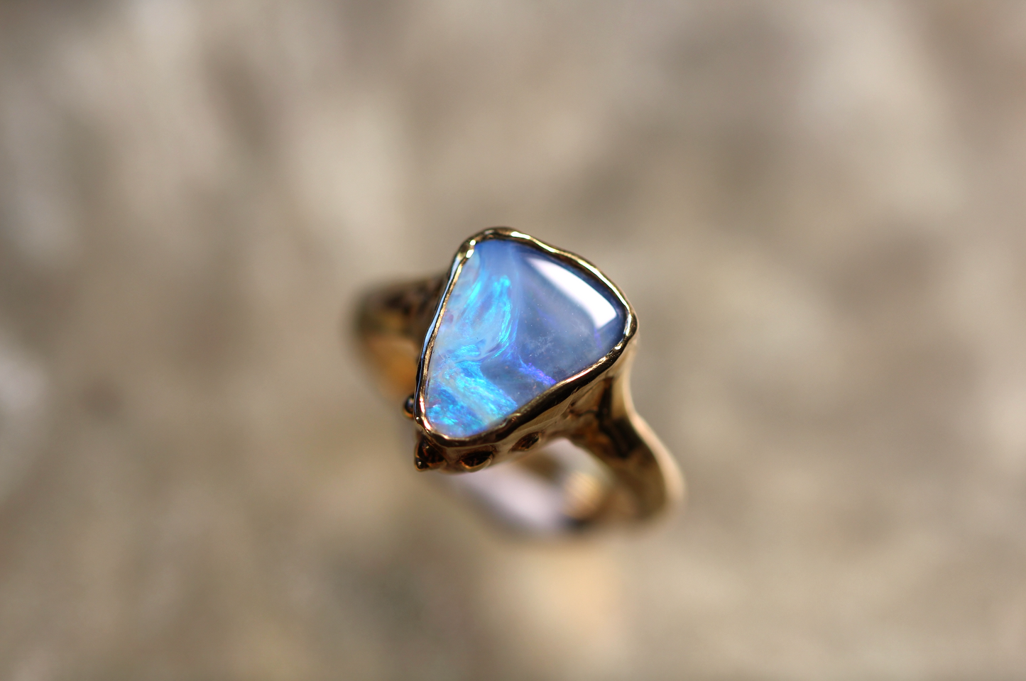 Boulder Opal and Solid 18ct Yellow Gold Ring