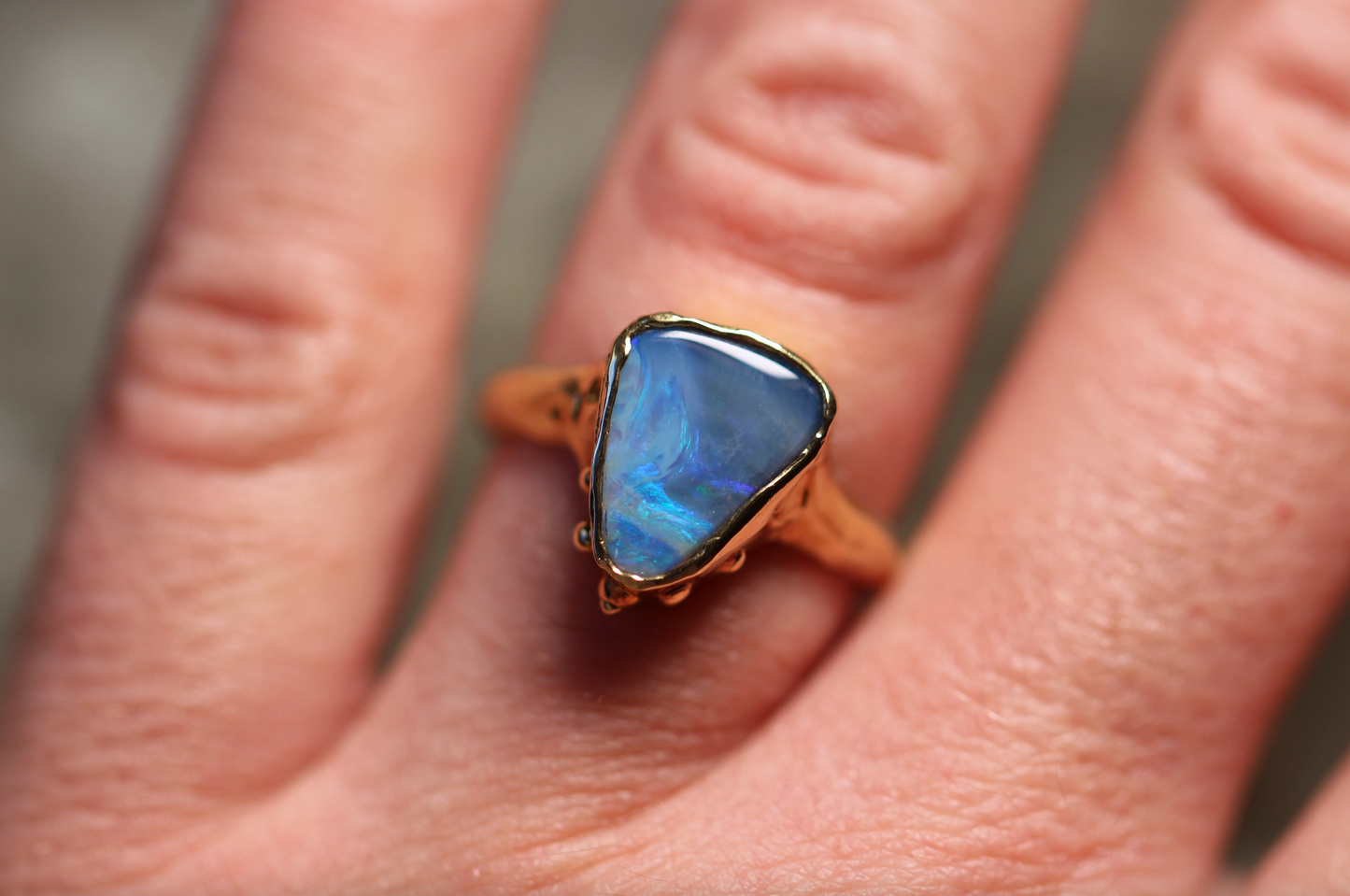 Boulder Opal and Solid 18ct Yellow Gold Ring