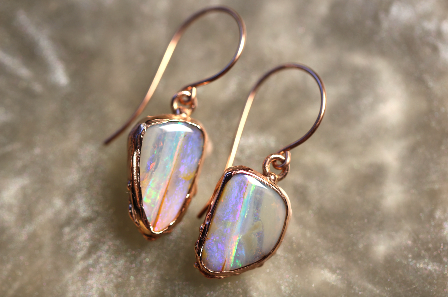 Boulder Opal and 9ct Gold Earrings
