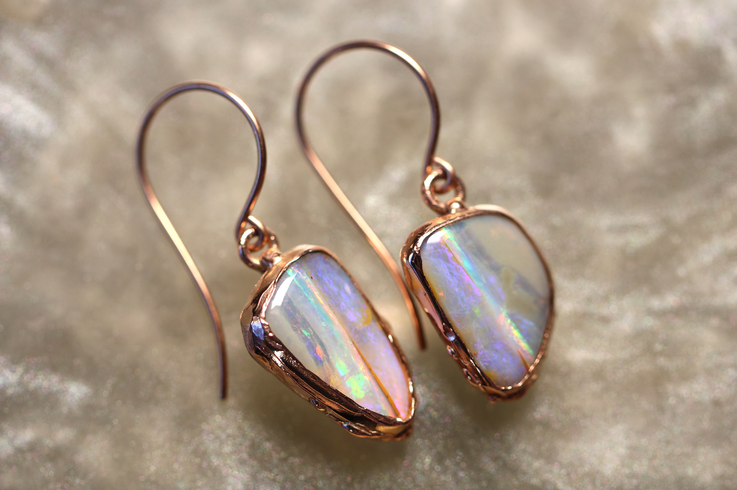 Boulder Opal and 9ct Gold Earrings