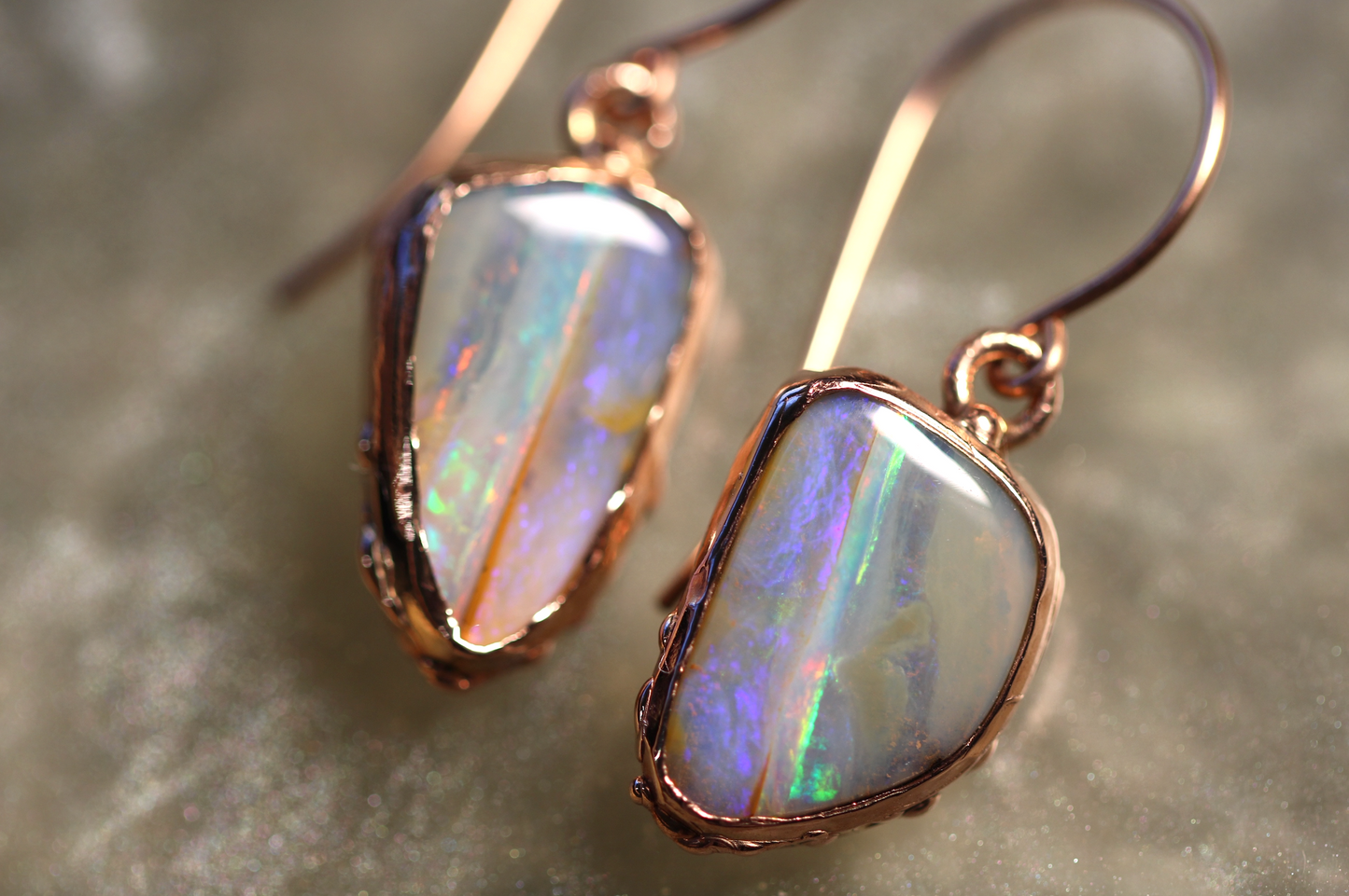 Boulder Opal and 9ct Gold Earrings