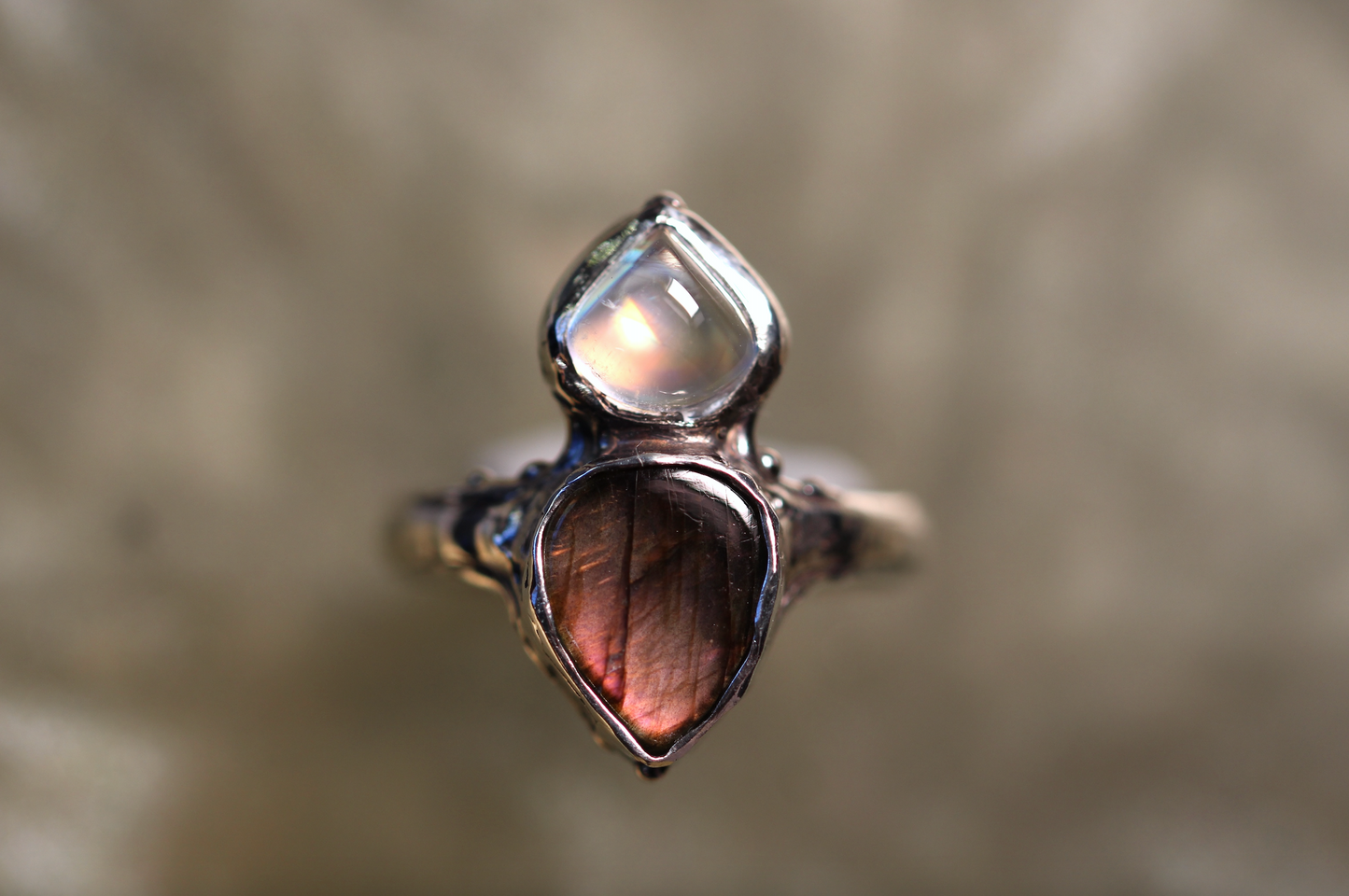 Moonstone, Labradorite and Sterling Silver Ring