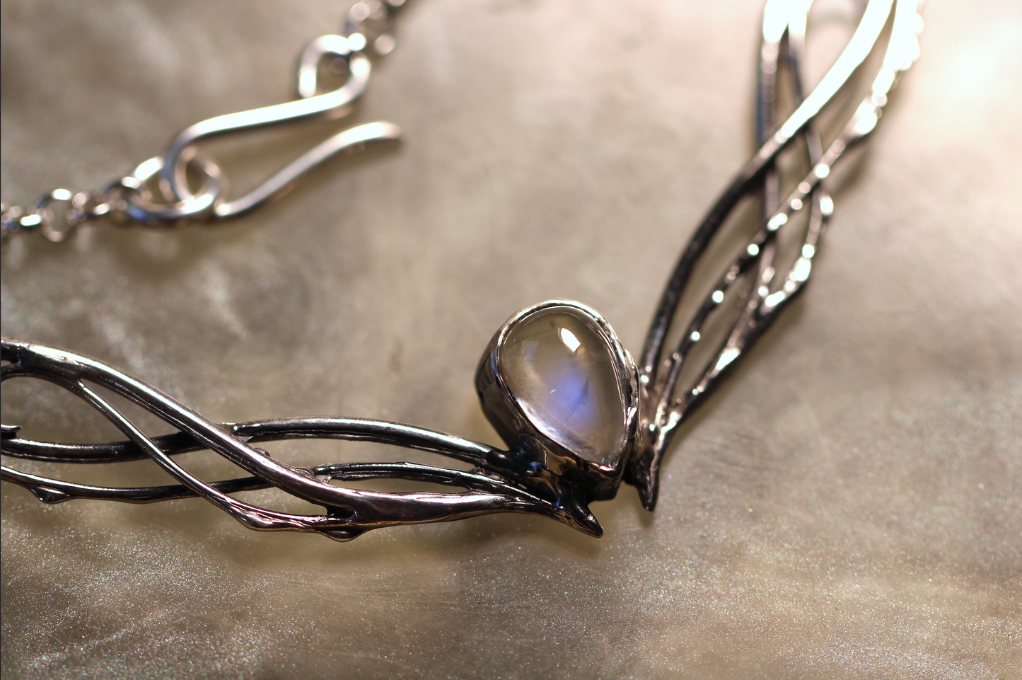 Moonstone and Sterling Silver Necklace