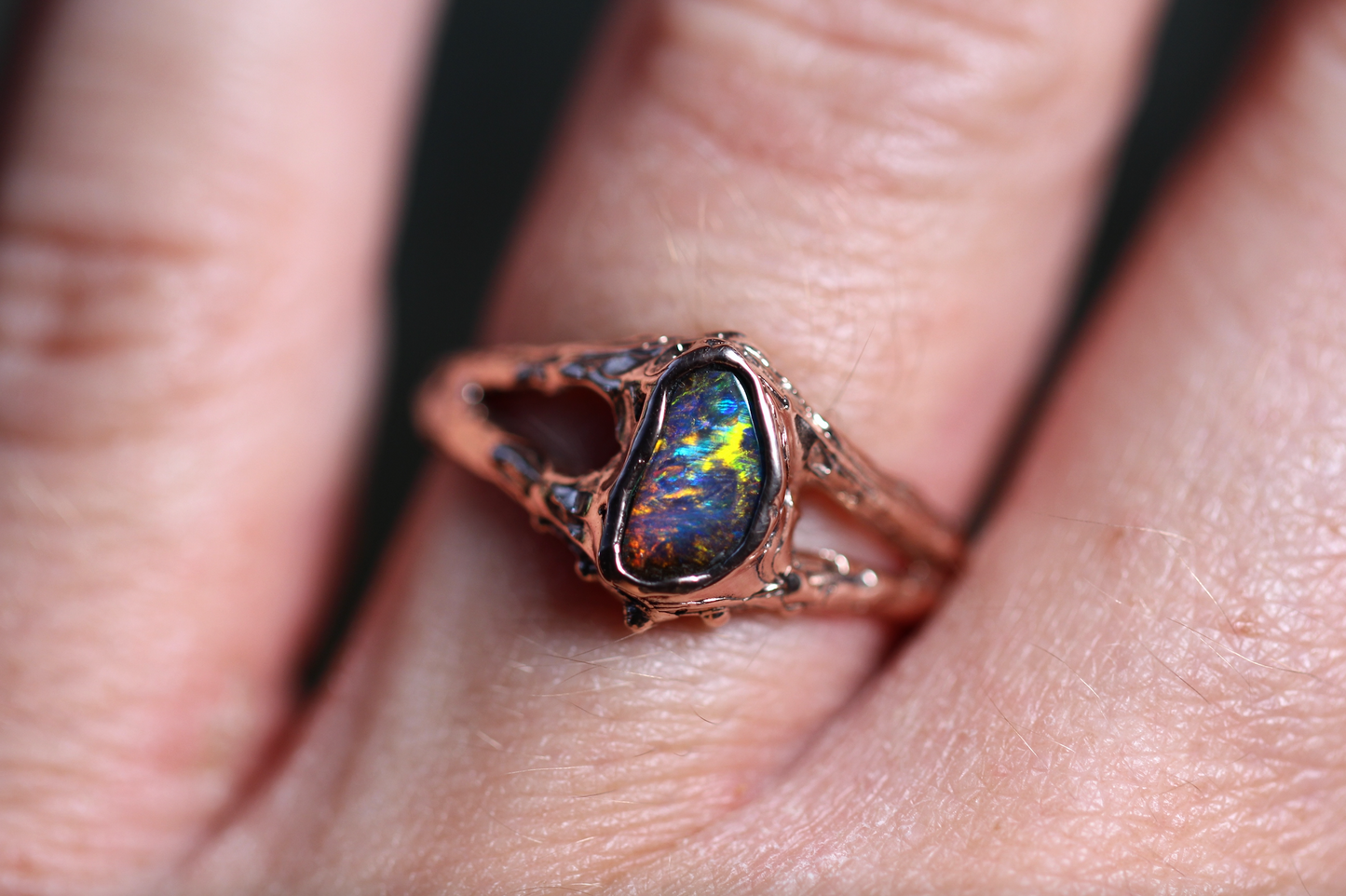 Boulder Opal and Solid 9ct Rose Gold Ring