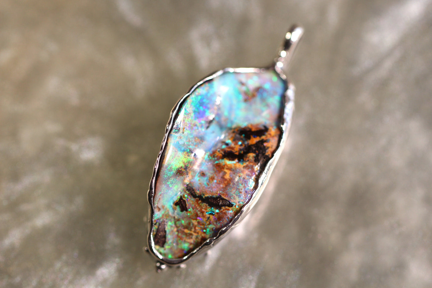 Boulder Opal and Sterling Silver Pendant