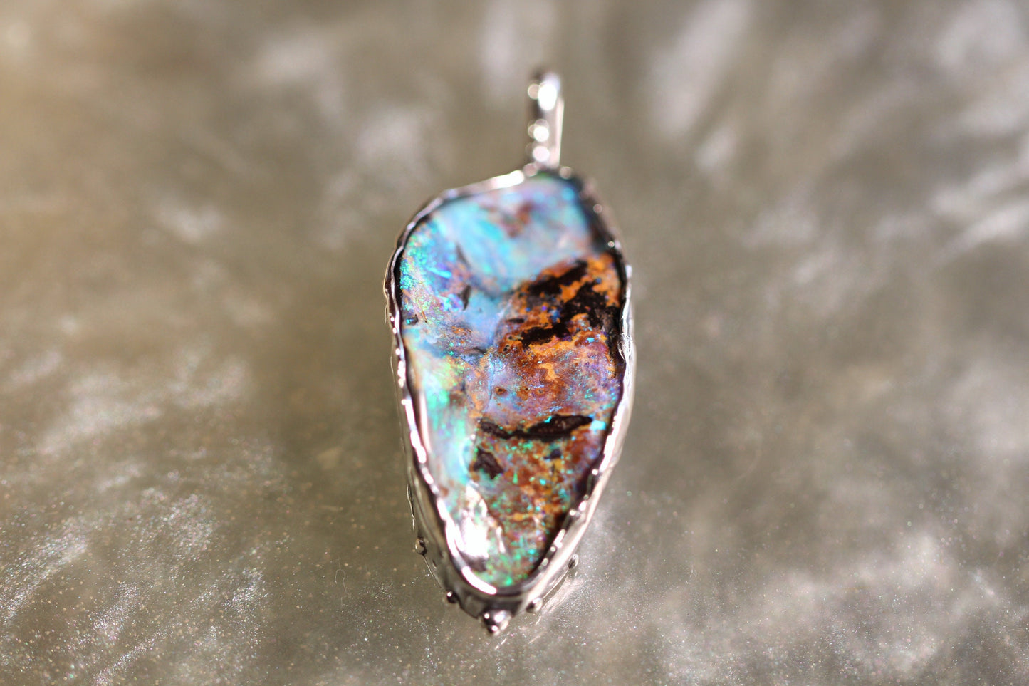 Boulder Opal and Sterling Silver Pendant