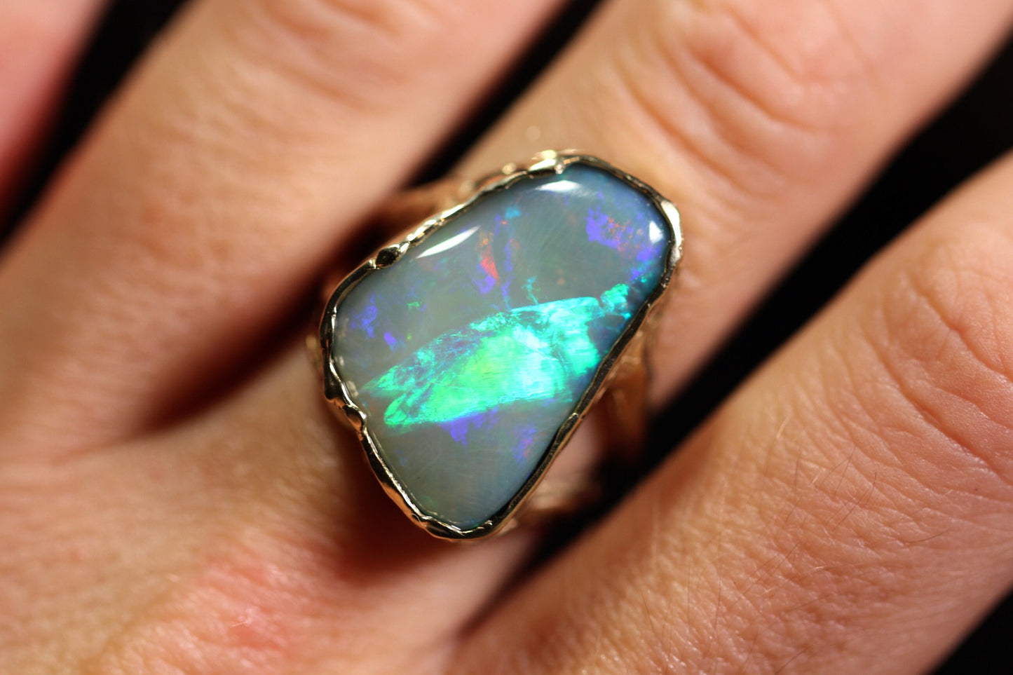 Boulder Opal and Solid 9ct Yellow Gold Ring
