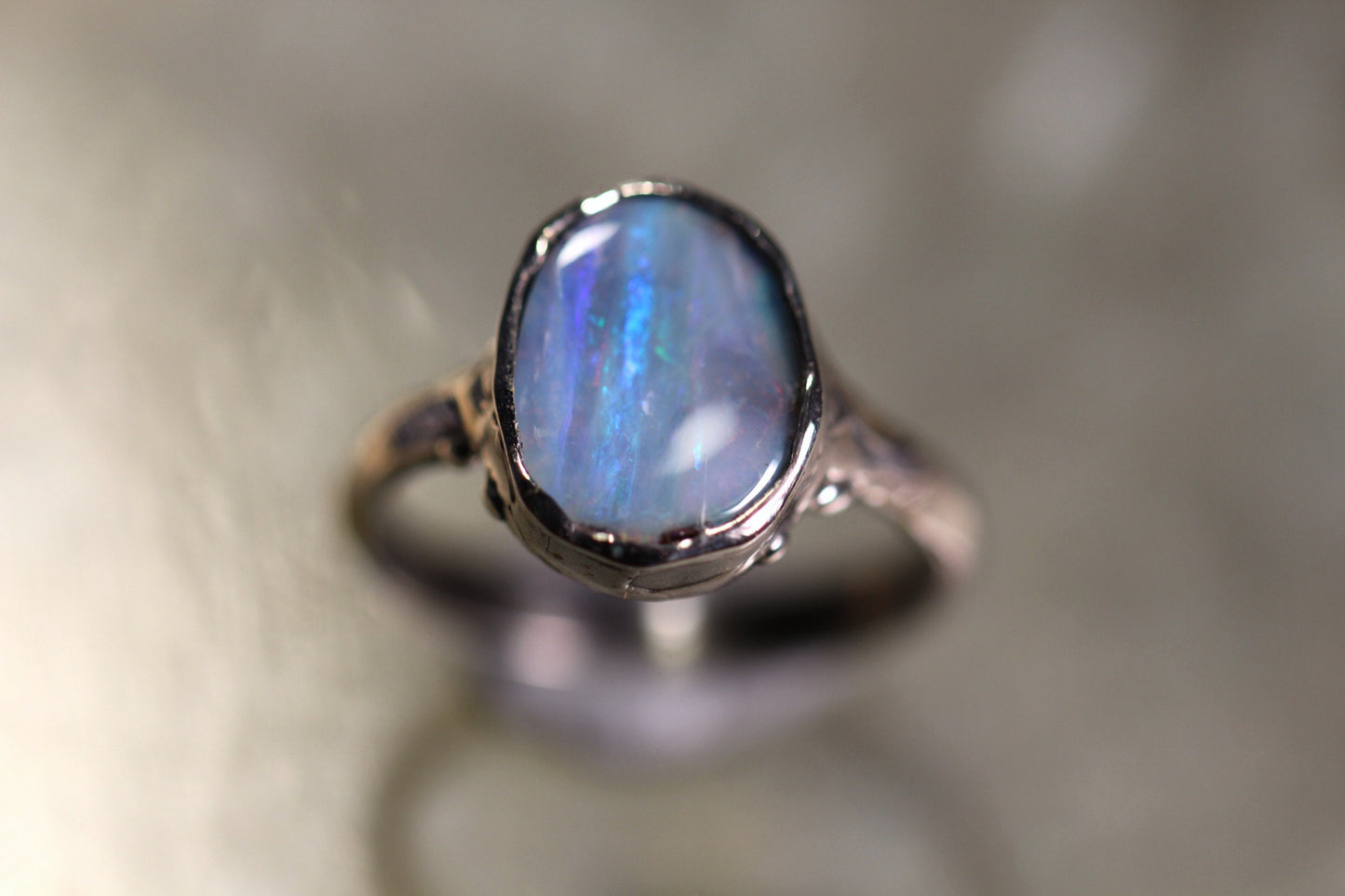 Boulder Opal and Sterling Silver Ring