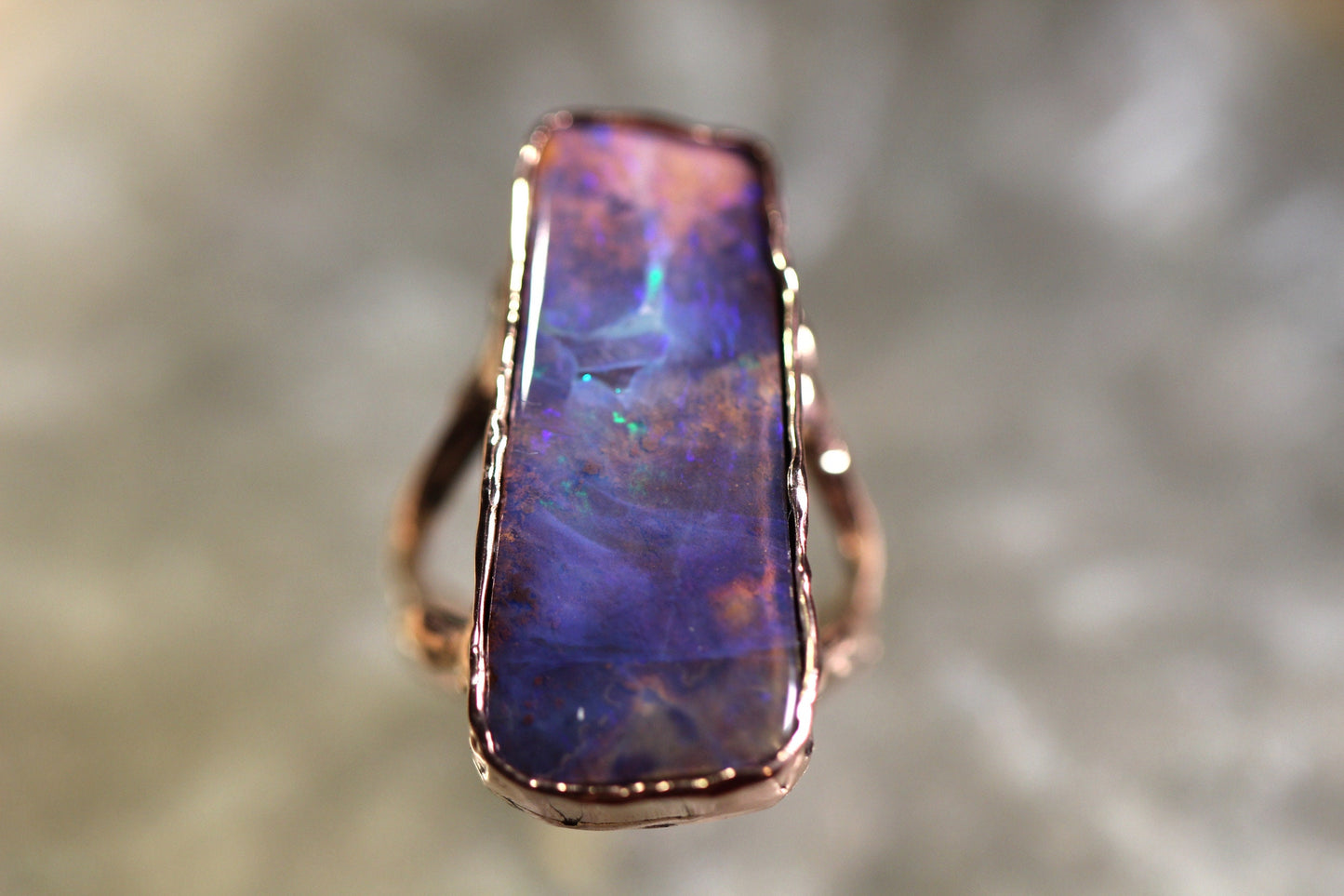 Boulder Opal and Solid 9ct Rose Gold Ring