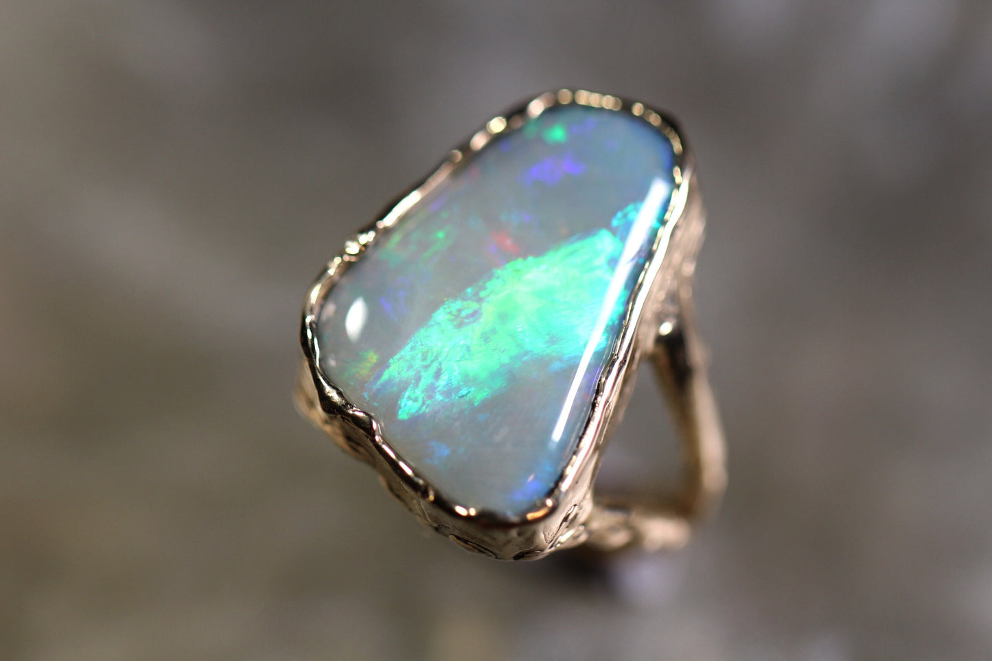 Boulder Opal and Solid 9ct Yellow Gold Ring